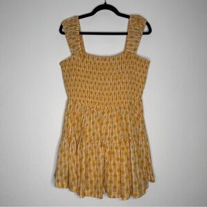 Free People Sweet Annie Smock Dress Yellow White Floral Cotton Size M